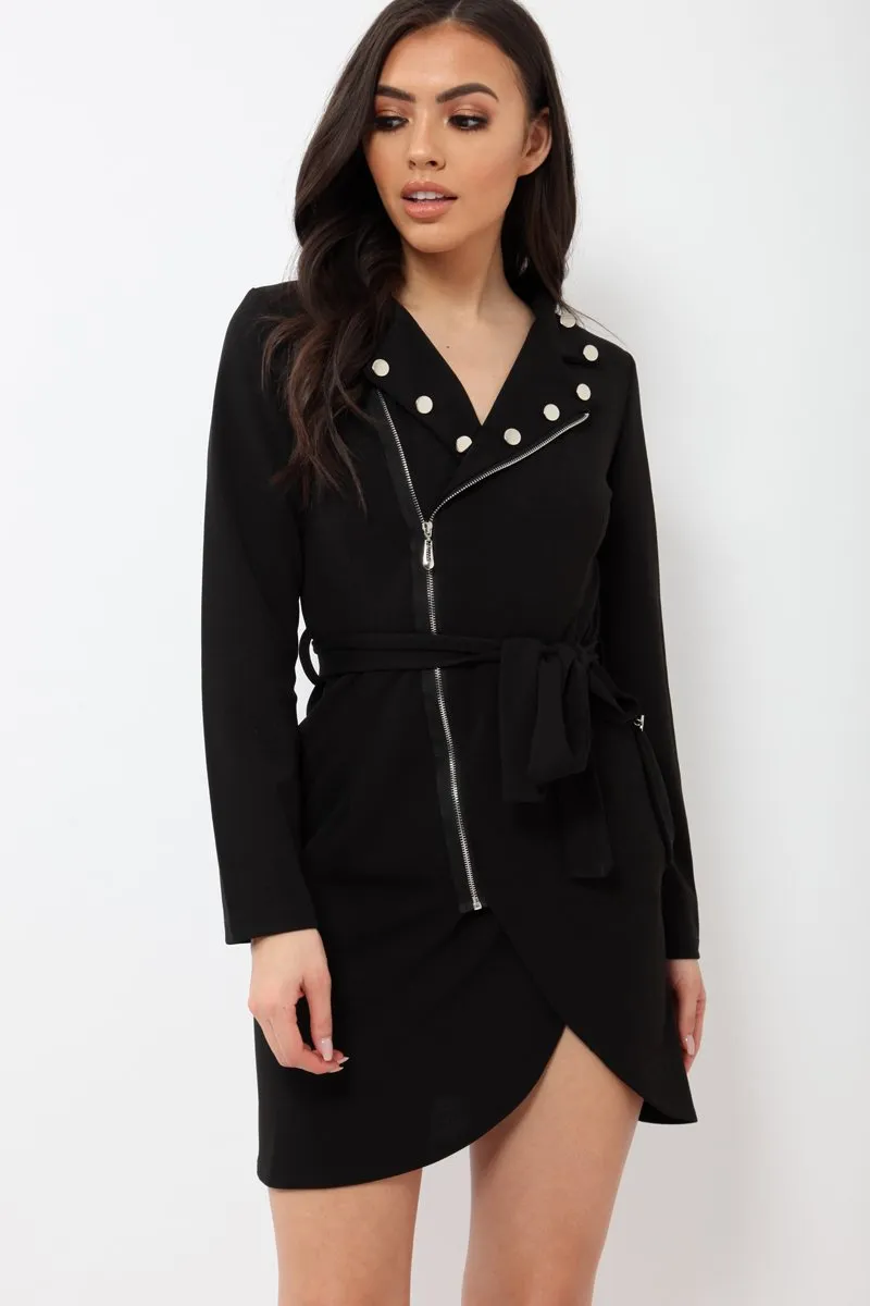 Black Zip Front Blazer - Isla