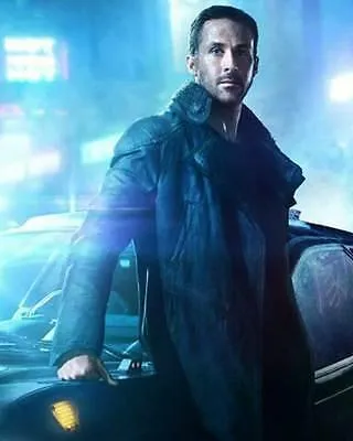 Blade Runner 2 Ryan Gosling Faux Shearling Real Black Leather Long Coat