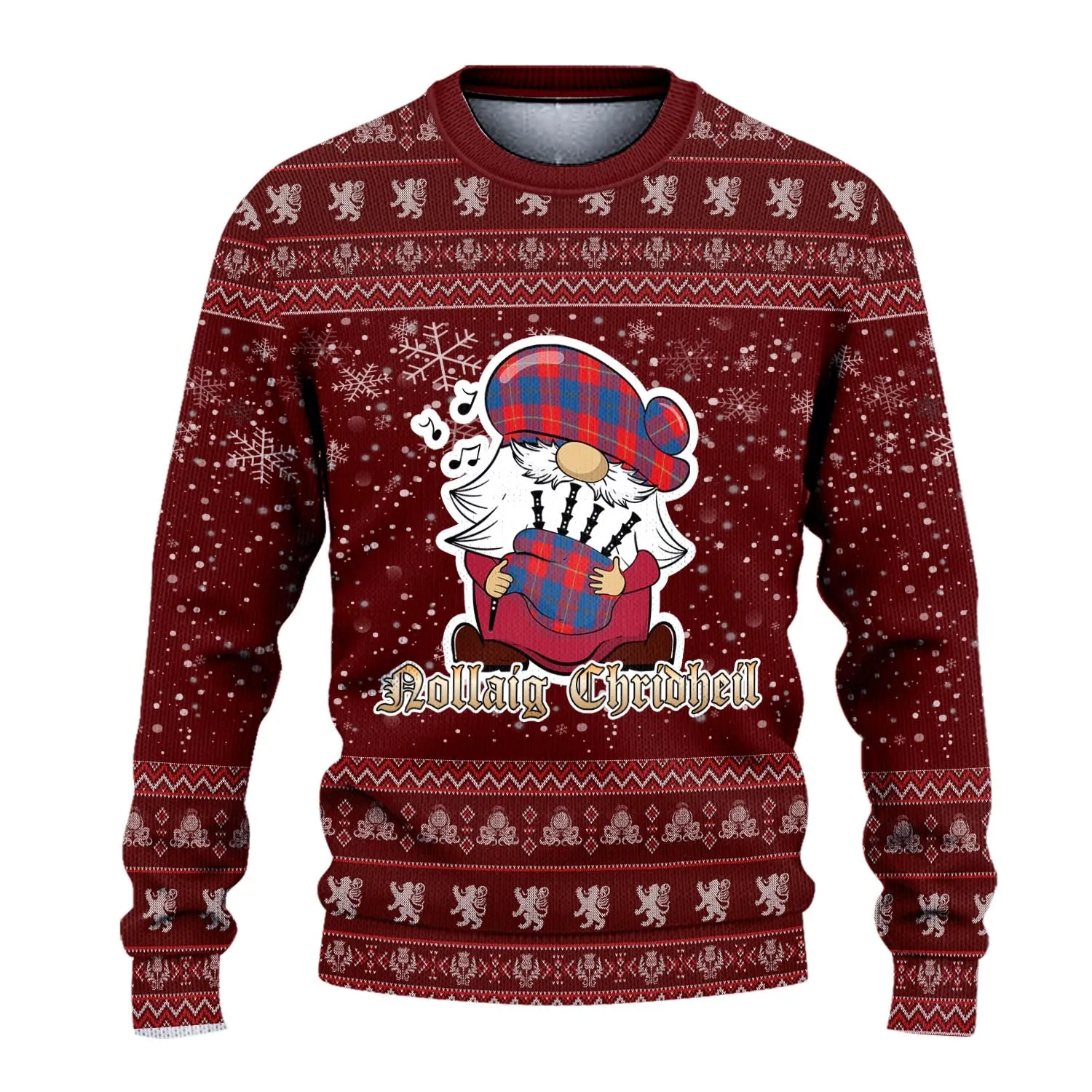 Blane Clan Christmas Family Ugly Sweater with Funny Gnome Playing Bagpipes