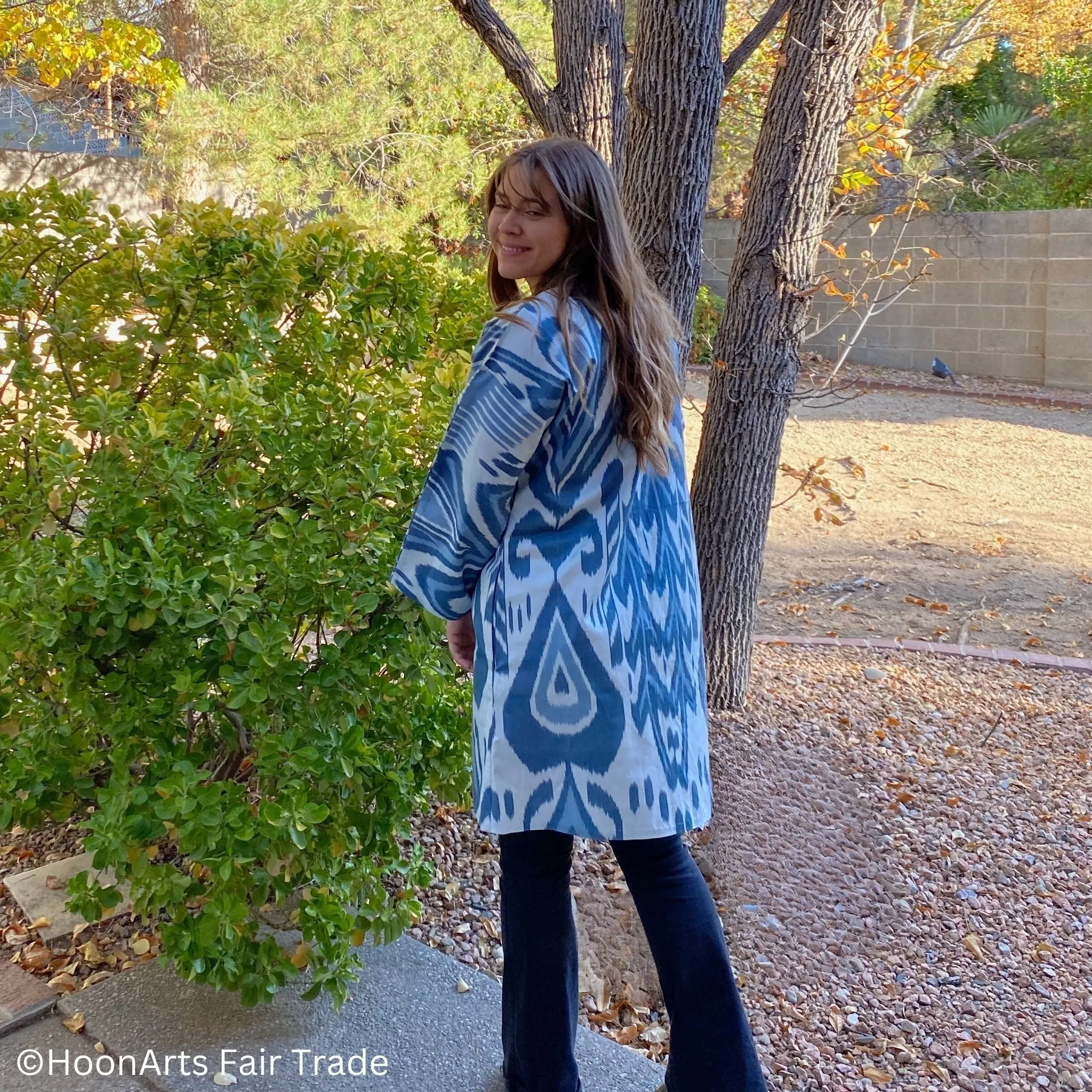 Blue Medley Ikat Kimono Jacket