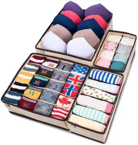 BlushBees® Wardrobe or Closet Organizer and Storage Drawer Dividers for Underwear Bra Socks etc. (4 Pcs Set)