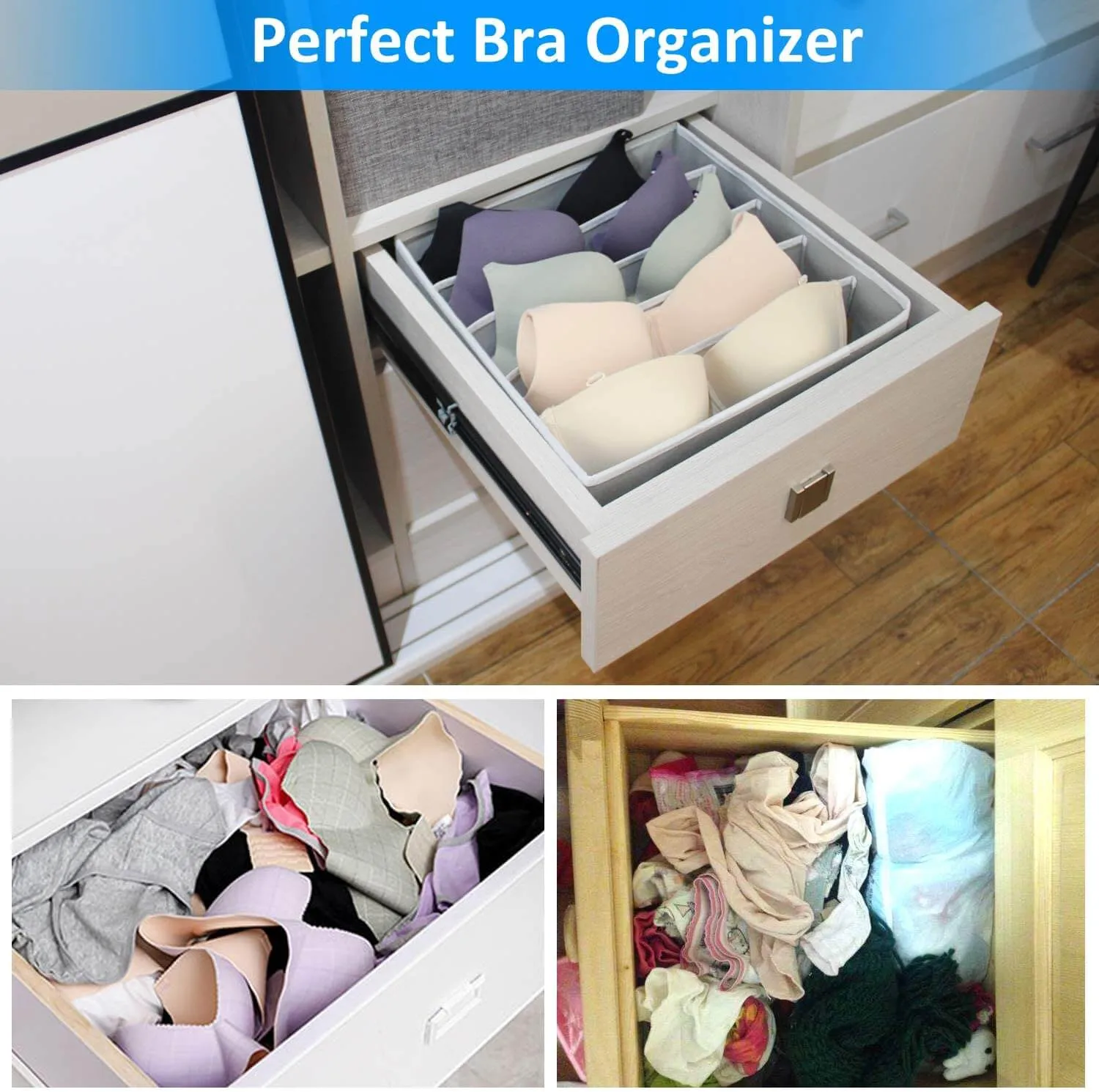 BlushBees® Wardrobe or Closet Organizer and Storage Drawer Dividers for Underwear Bra Socks etc. (4 Pcs Set)