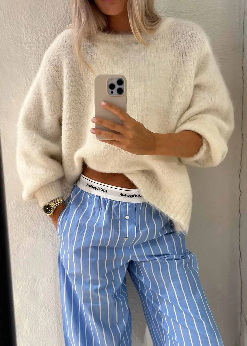 Box Pants - Blue Stripe