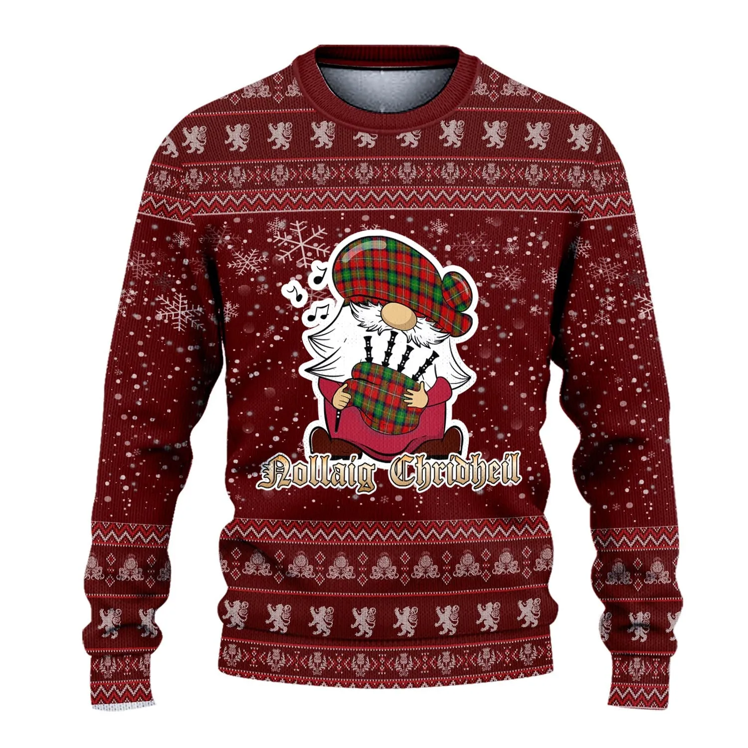 Boyd Clan Christmas Family Ugly Sweater with Funny Gnome Playing Bagpipes