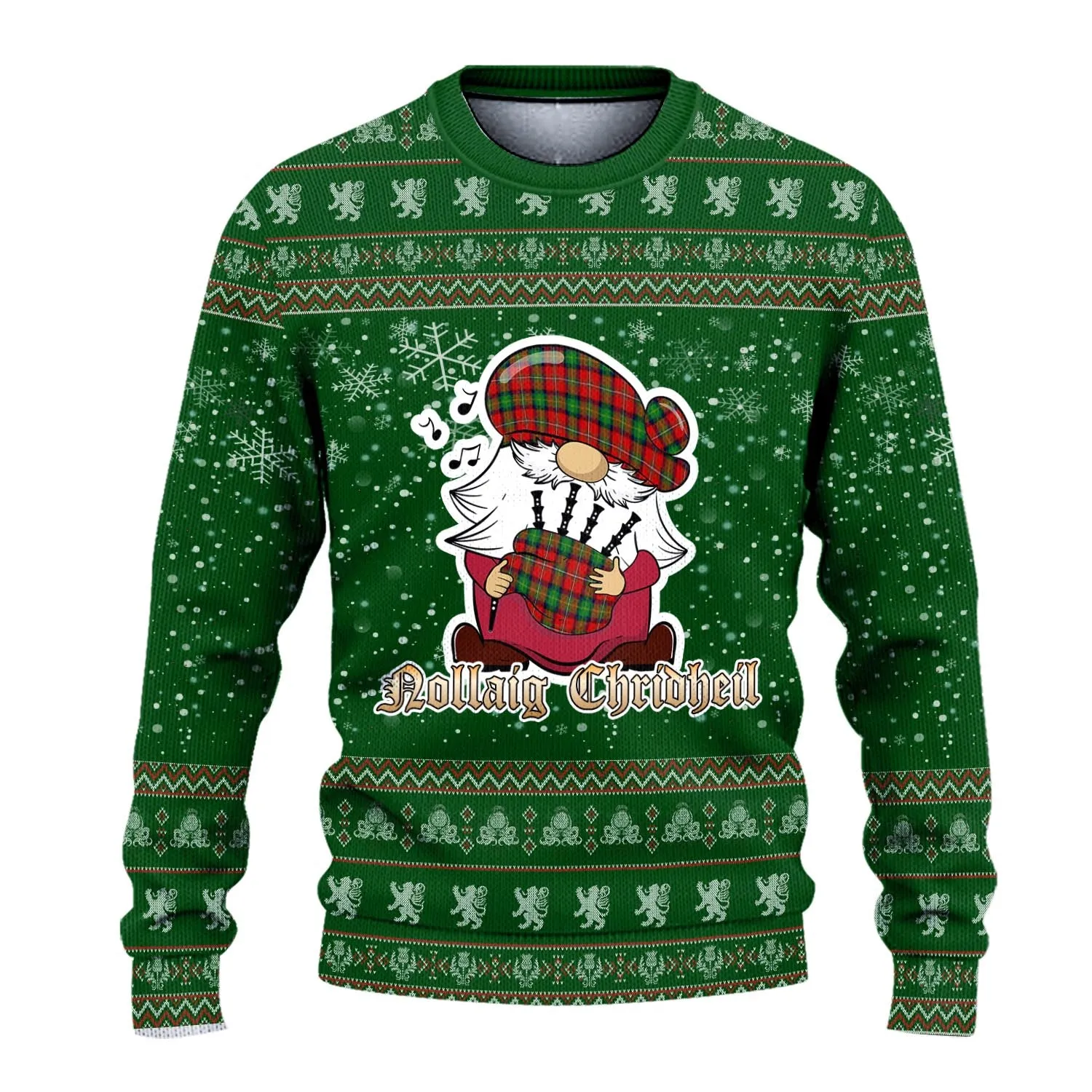 Boyd Clan Christmas Family Ugly Sweater with Funny Gnome Playing Bagpipes