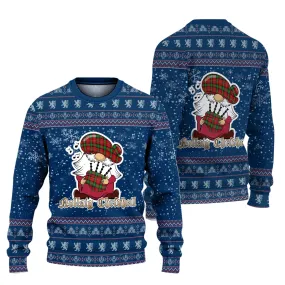 Boyd Clan Christmas Family Ugly Sweater with Funny Gnome Playing Bagpipes