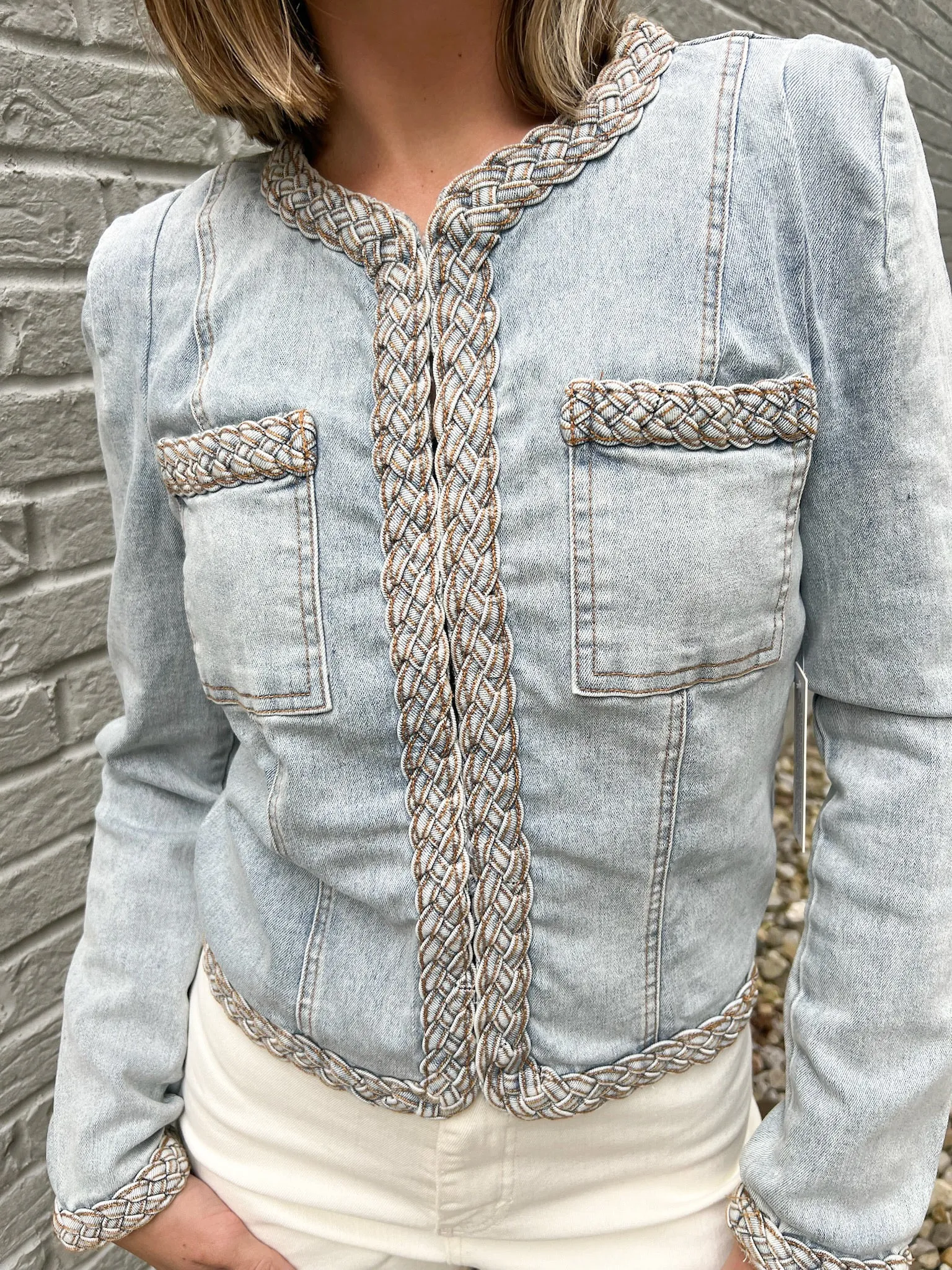 Braided Trim Jean Jacket