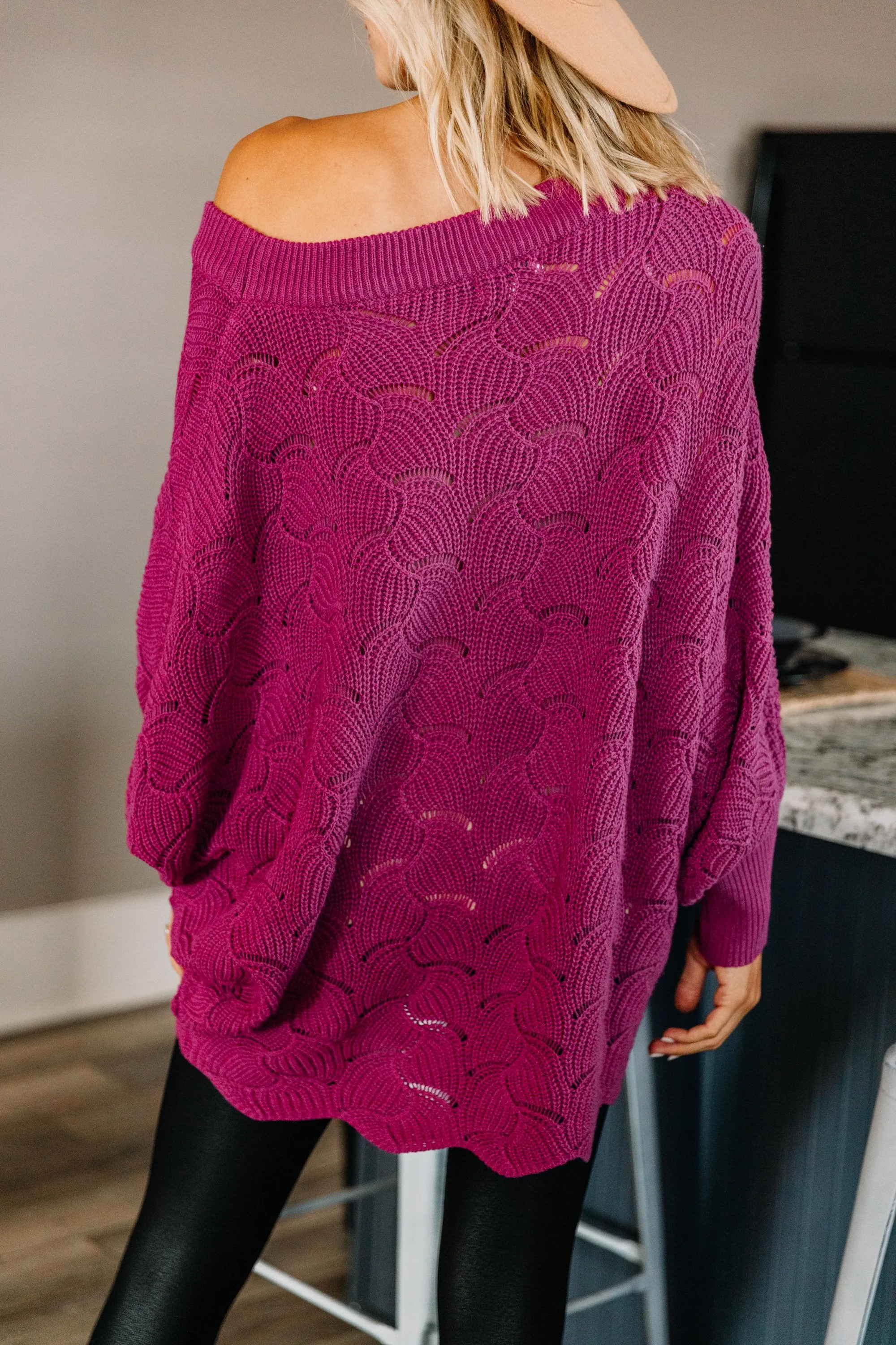 Breaking Free Magenta Purple Batwing Sweater