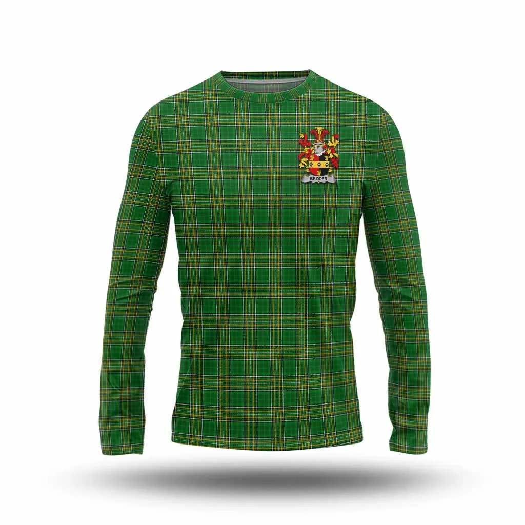 Broder Irish Clan Tartan Long Sleeve T-Shirt with Coat of Arms