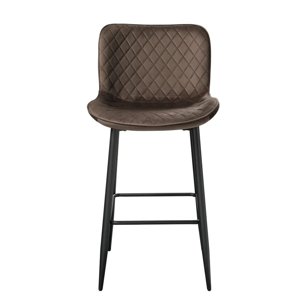 Brown Velvet Quilted Bar Height Chairs - 29" - Set of 2