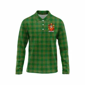 Burnett Irish Clan Tartan Long Sleeve Polo Shirt with Coat of Arms