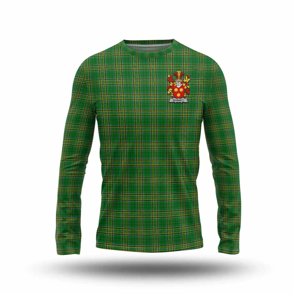 Burnett Irish Clan Tartan Long Sleeve T-Shirt with Coat of Arms