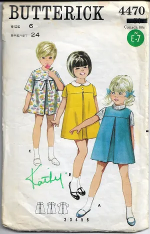 Butterick 4470 Little Girls Jumper Dress Vintage Sewing Pattern 1960s