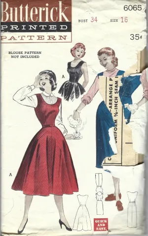 Butterick 6065 Teen Jumper Dress Vintage Sewing Pattern 1950s