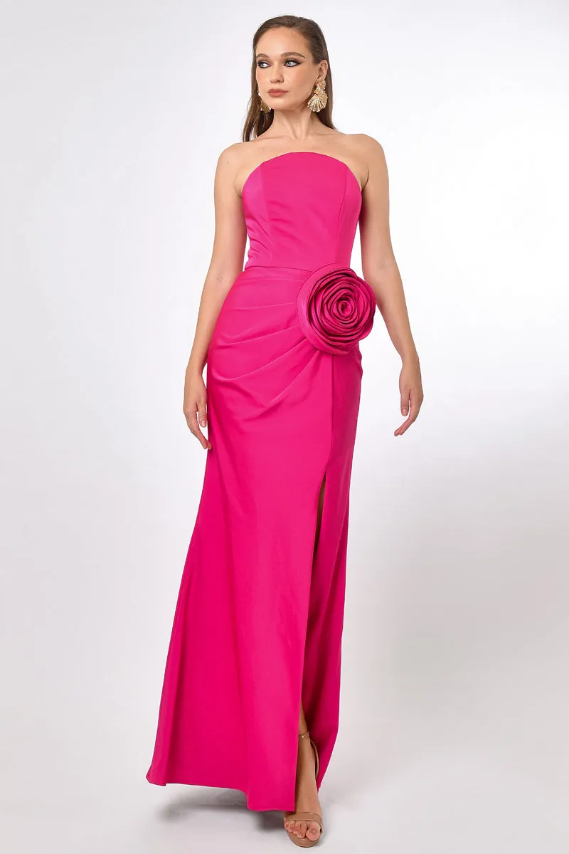 CALLIE STRAPLESS ROSETTE MAXI