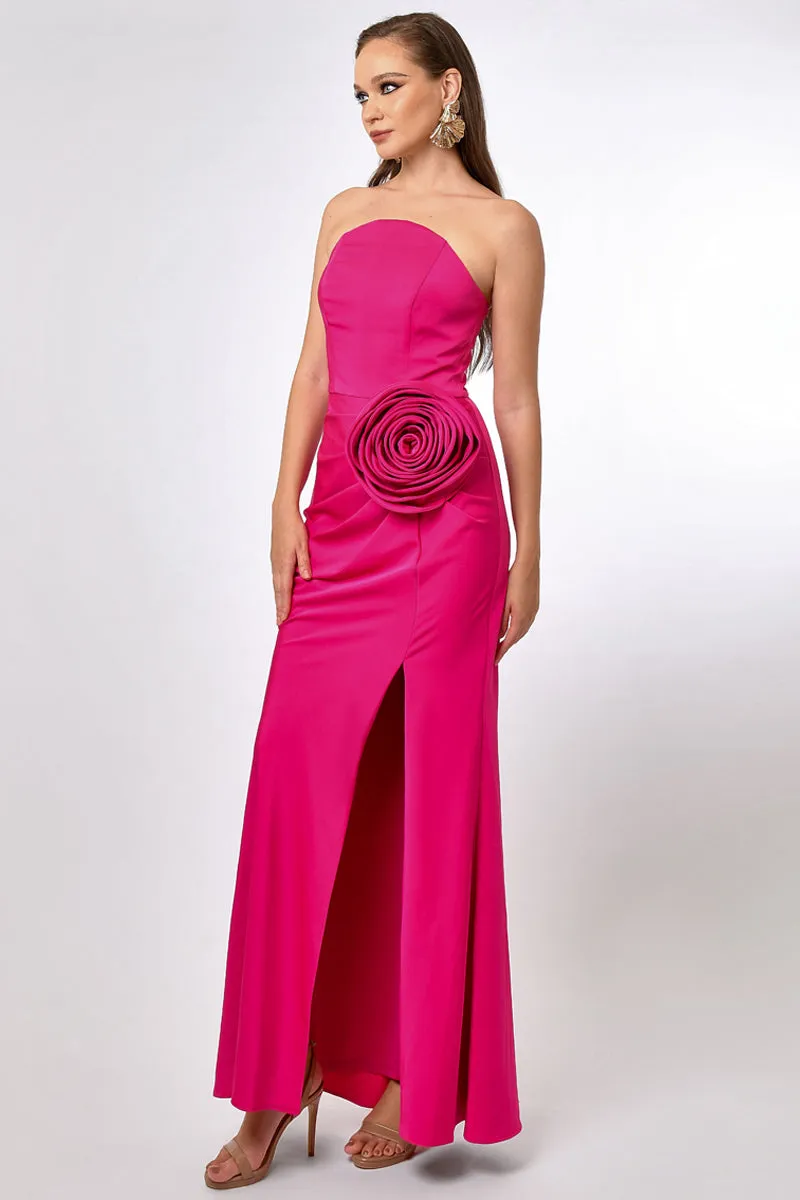 CALLIE STRAPLESS ROSETTE MAXI