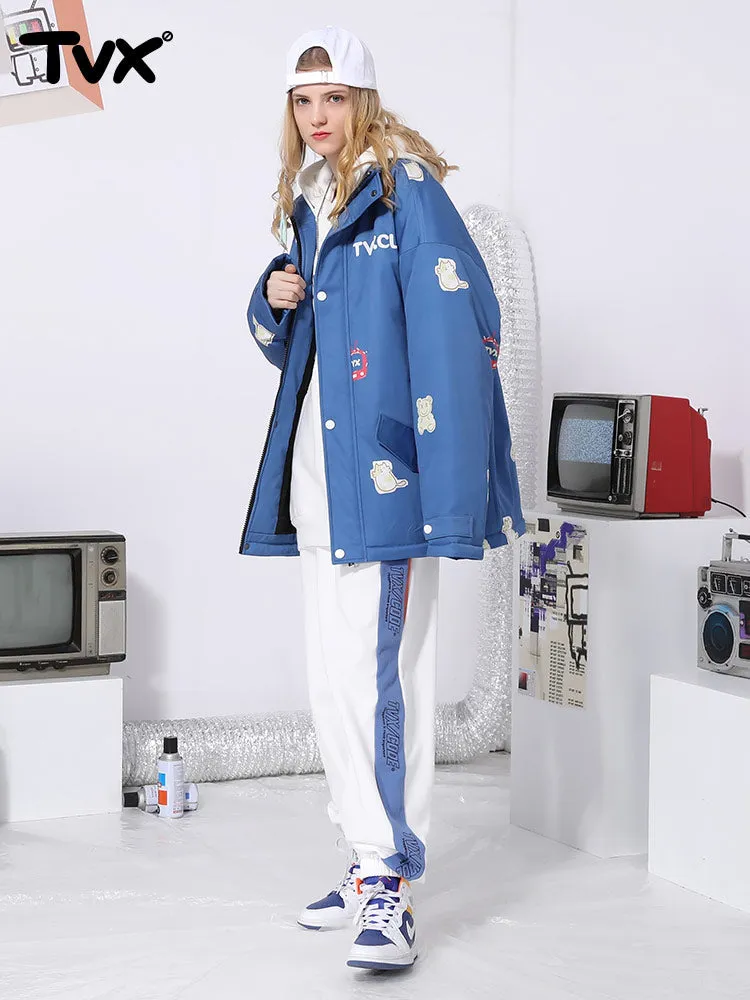 Cartoon TV Kitty Bear letter-printed two-front front collar padded jacket