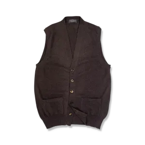 Cashmere Sleeveless Cardigan in Chocolate Brown