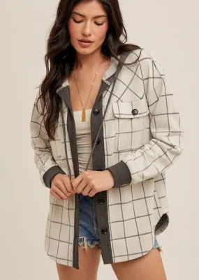 Checked Hooded Shacket - 2 Colors!