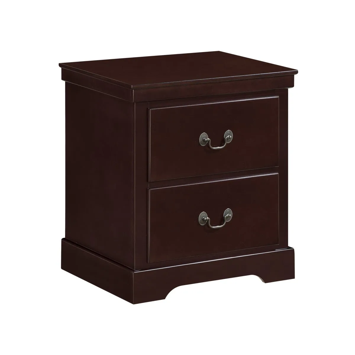 Cherry Wood 2-Drawer Night Stand with Satin Nickel Handles