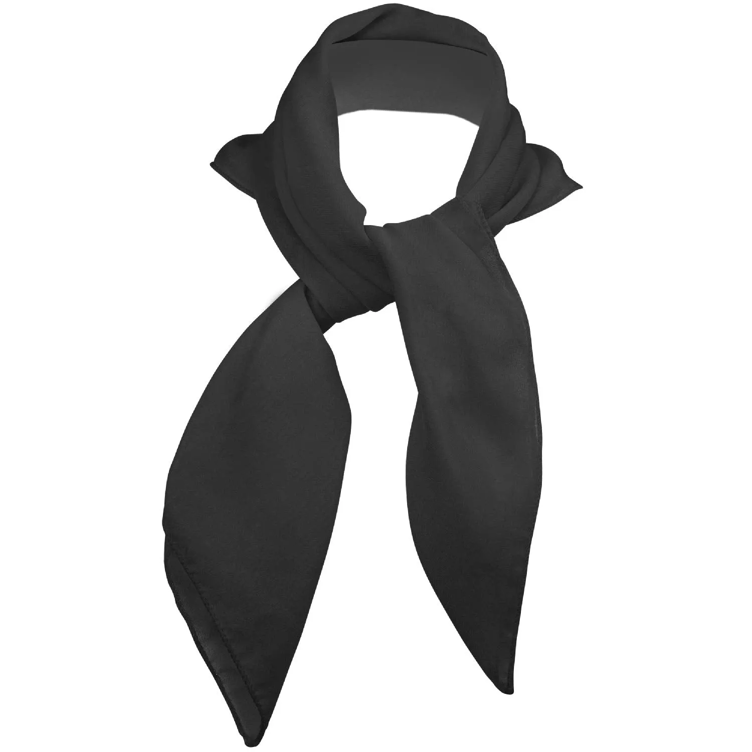 Chiffon Head Neck Scarf - Black Classic Retro Sheer Square Head Scarves Handkerchiefs Handbag Ties for Women and Girls