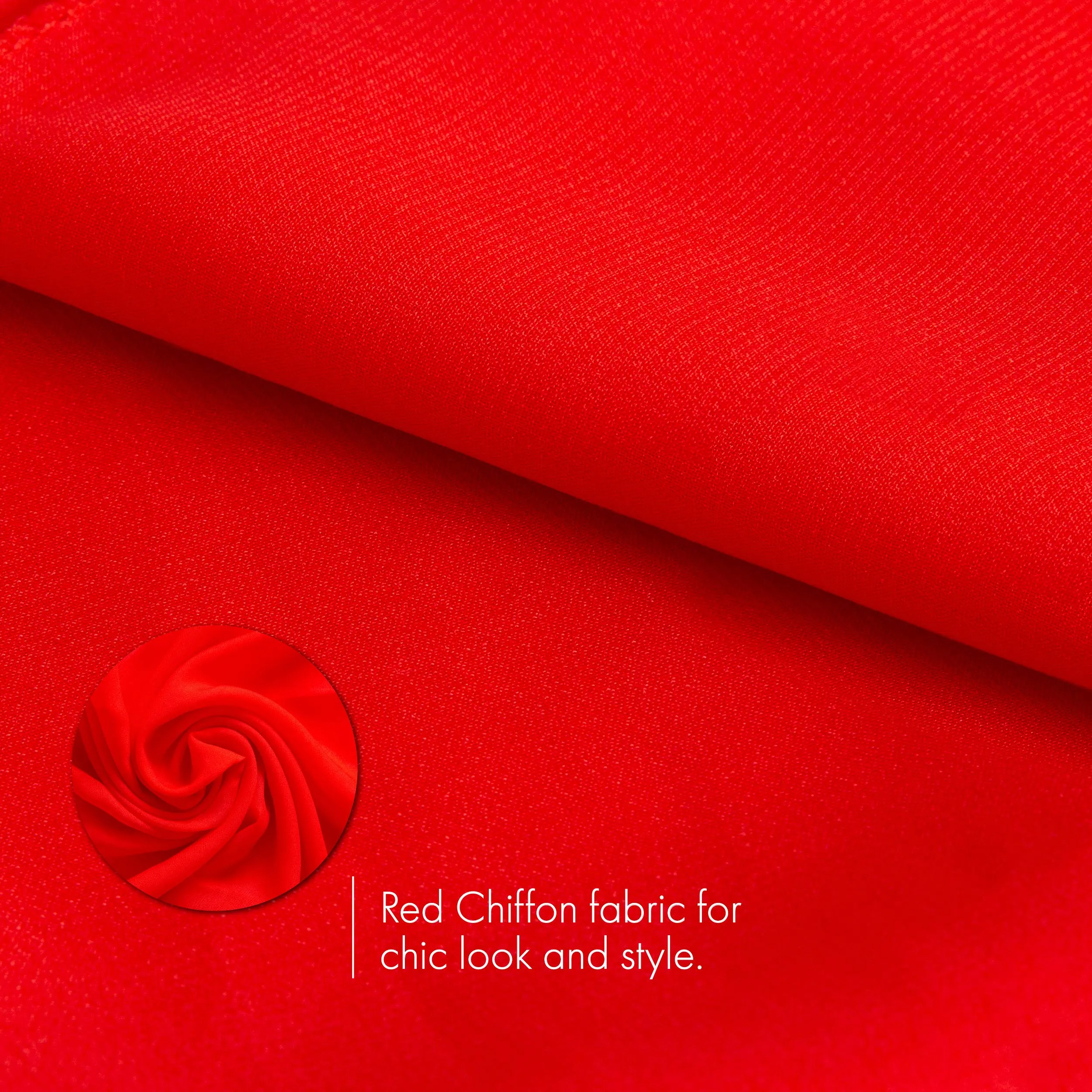 Chiffon Head Neck Scarf - Red Classic Retro Sheer Square Head Scarves Handkerchiefs Handbag Ties for Women and Girls