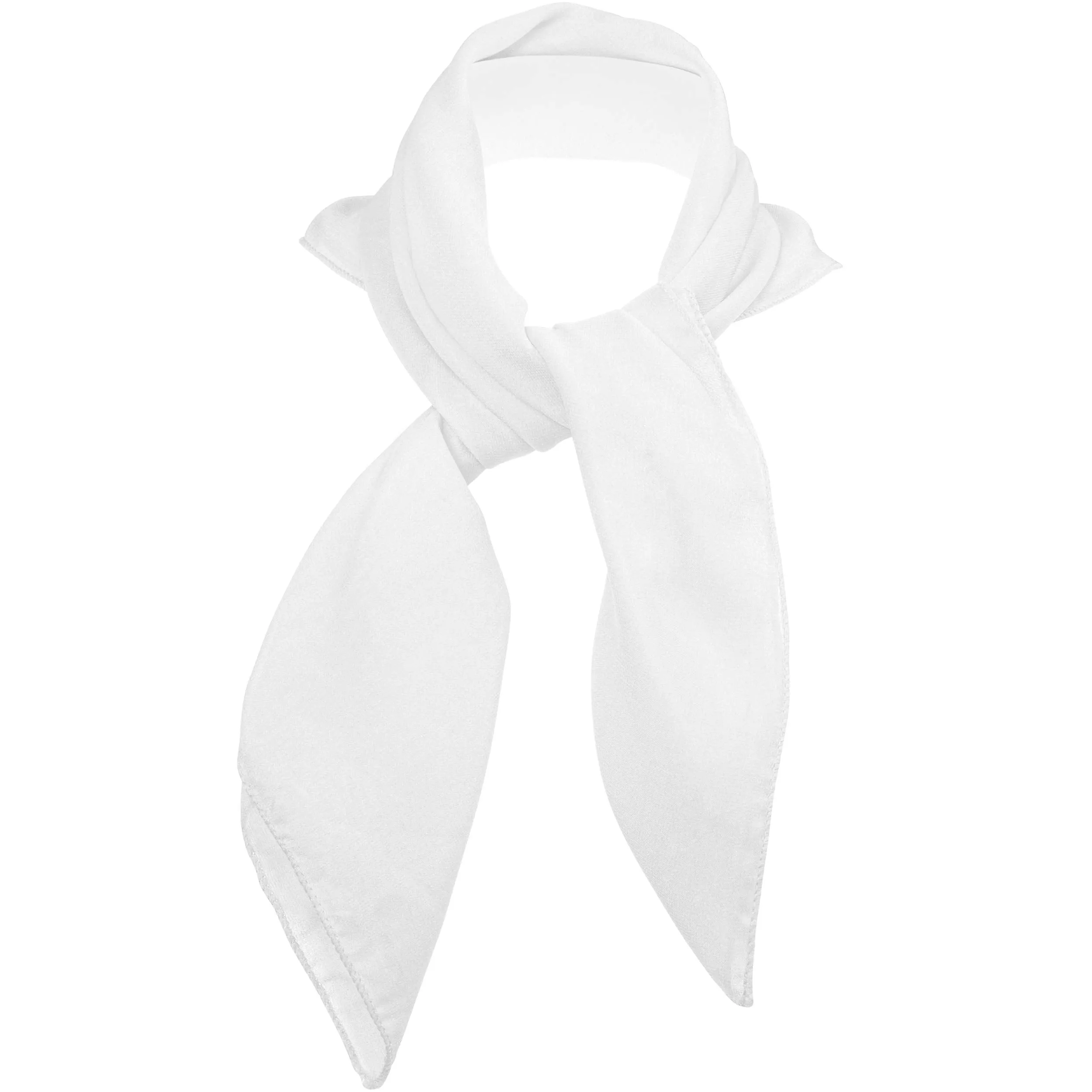 Chiffon Head Neck Scarf - White Classic Retro Sheer Square Head Scarves Handkerchiefs Handbag Ties for Women and Girls