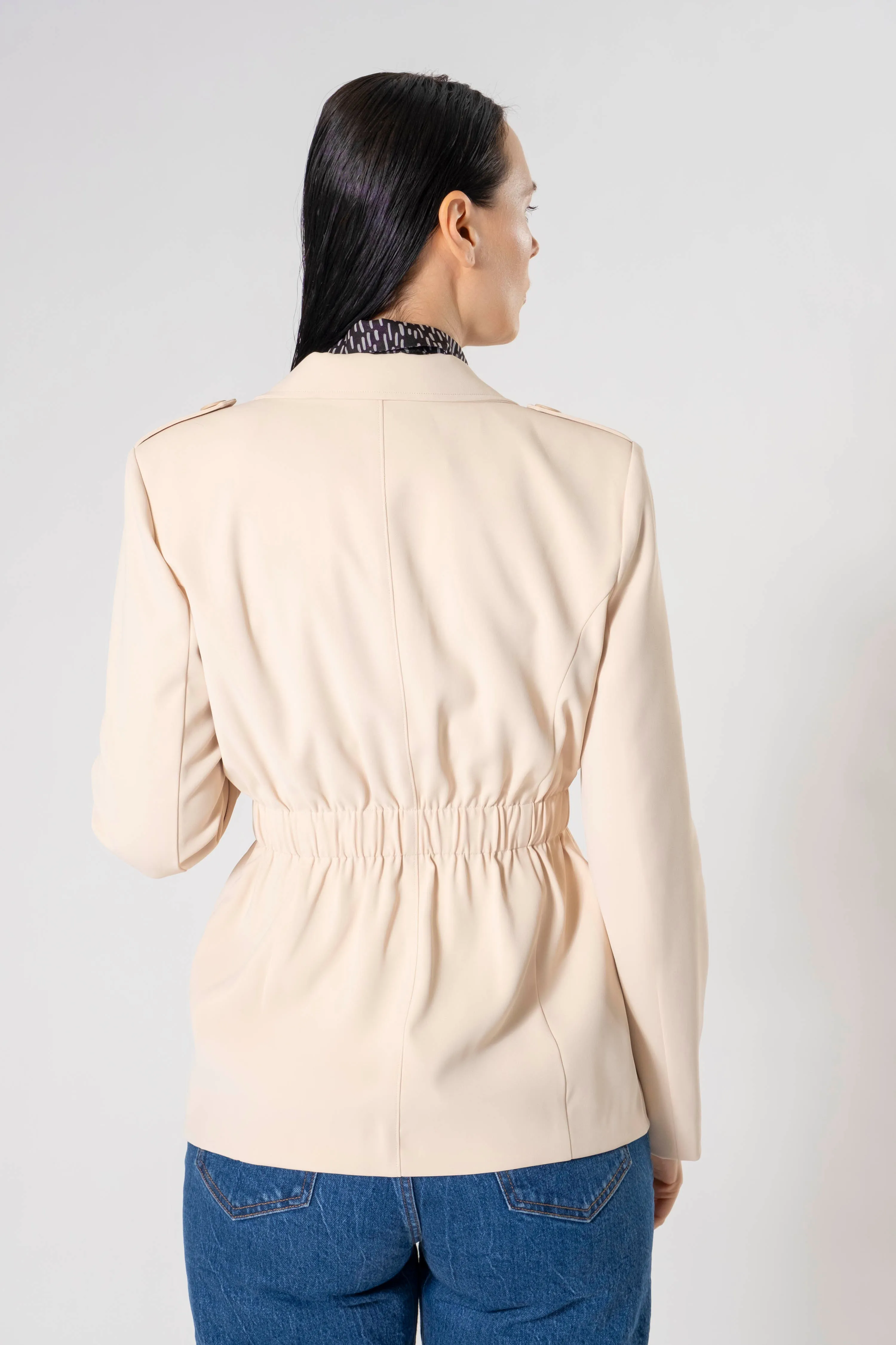 Chloe Two Pocket Cinched Waist Blazer Jacket