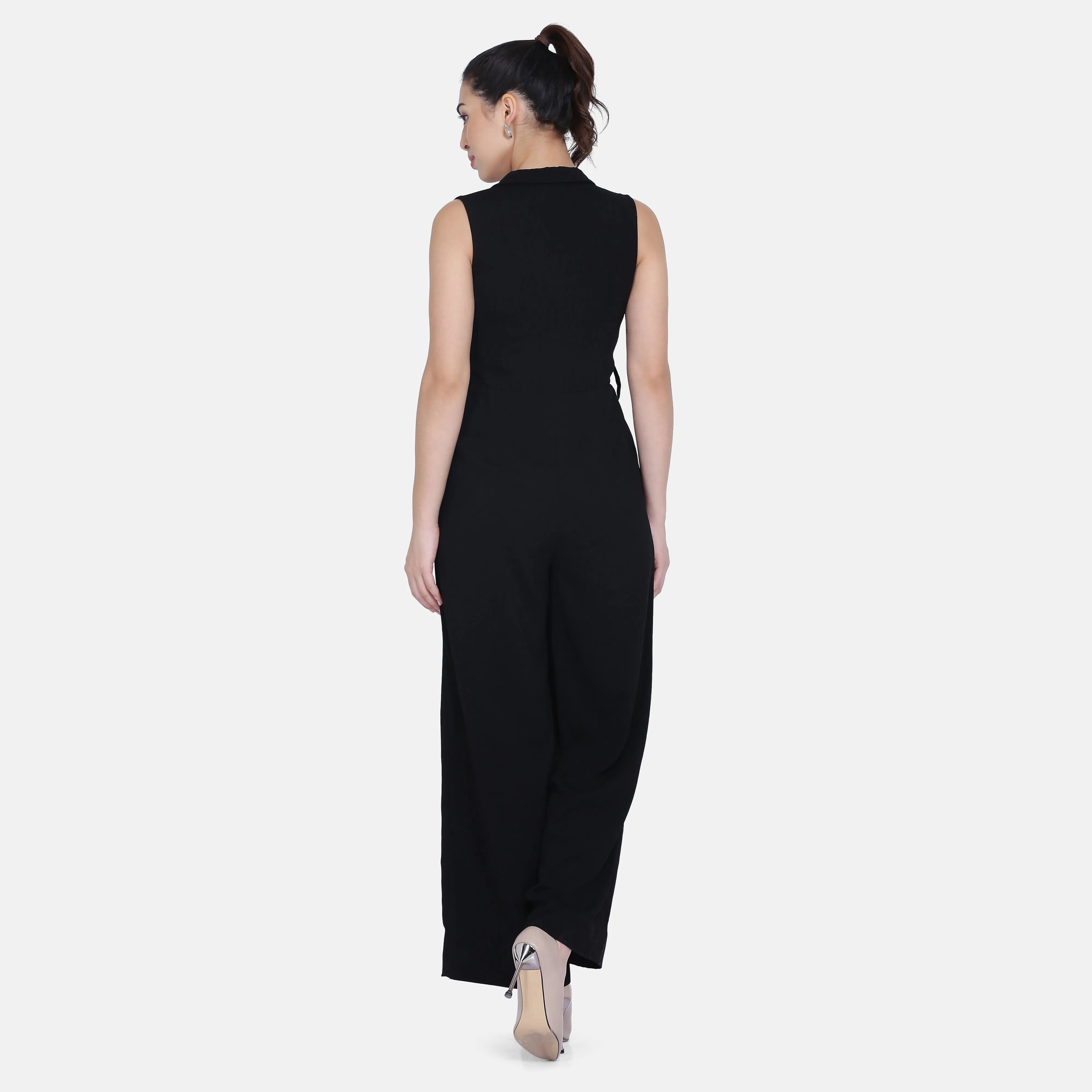 Classic outfit for everyday Work Poly Crepe Jumpsuit - Black