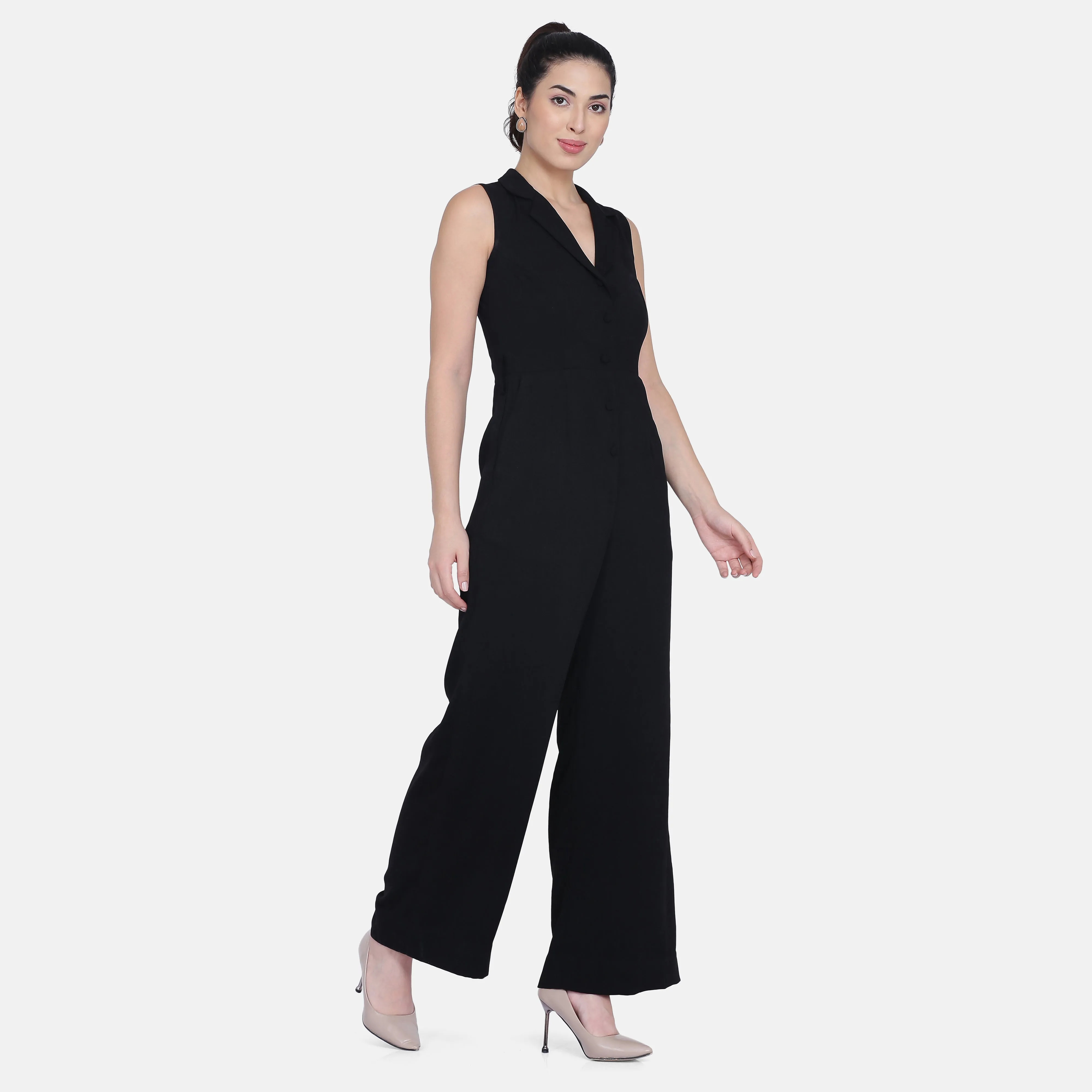 Classic outfit for everyday Work Poly Crepe Jumpsuit - Black