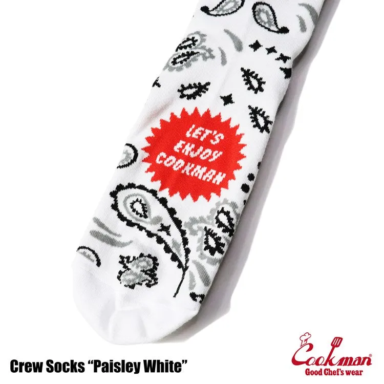 Cookman Crew Socks - Paisley : White