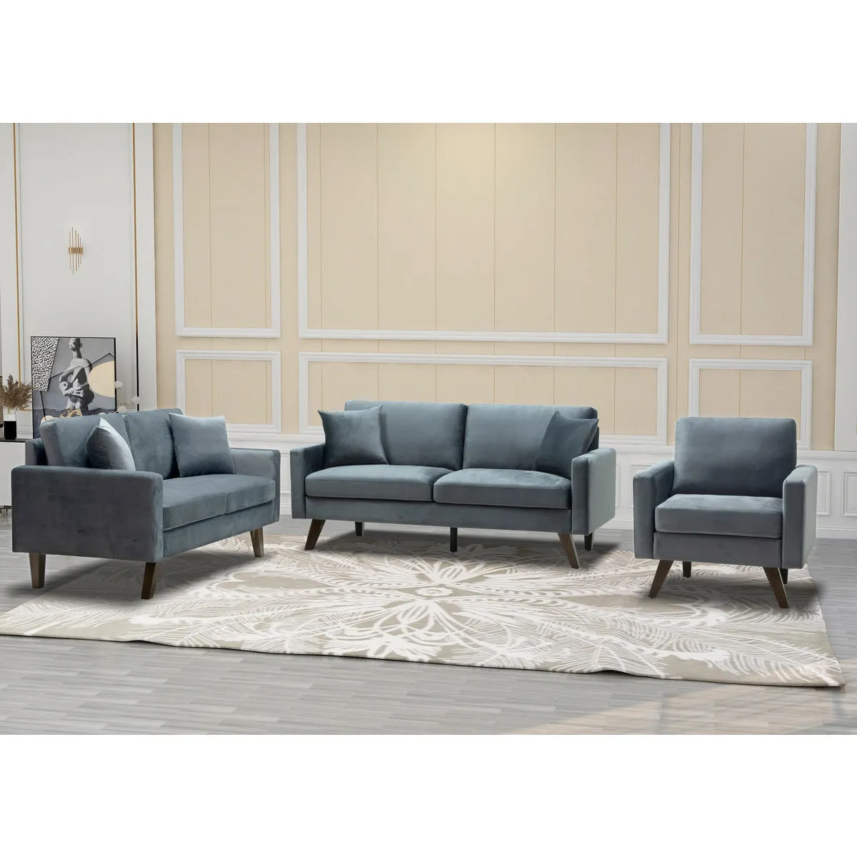 CozyCloud Grey Velvet Loveseat