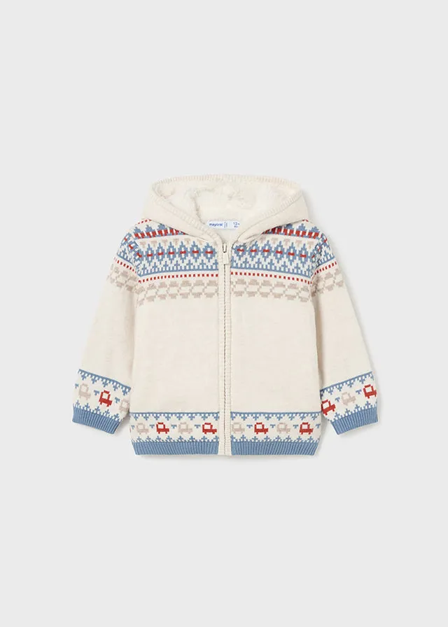 Cream Cars Fleece Cardigan - Select Size