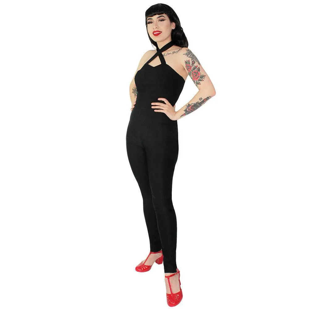 Criss Cross Jumpsuit in Black by Hemet