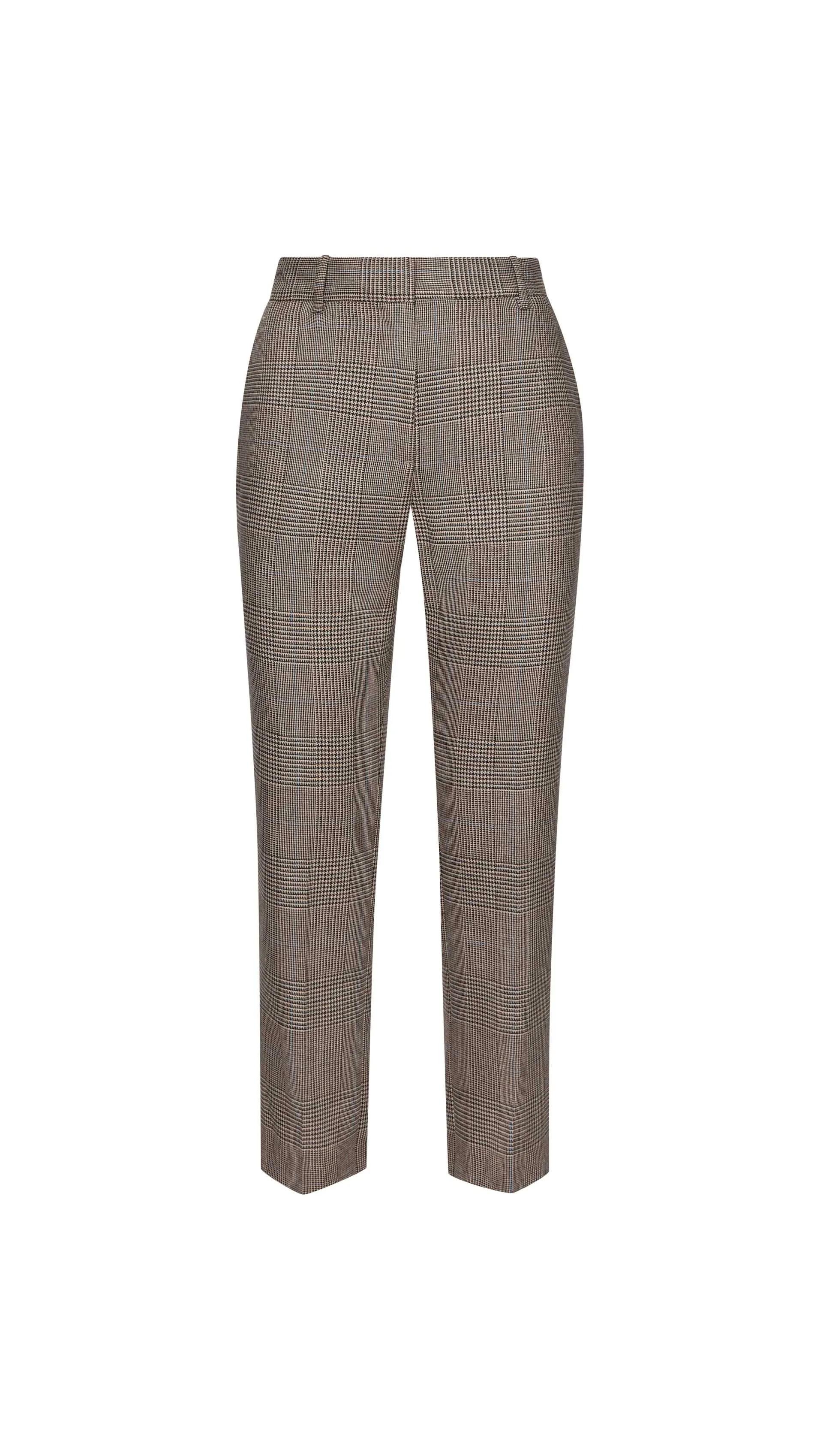 Cropped Straight Leg Trouser in Wool | Plaid Houndstooth