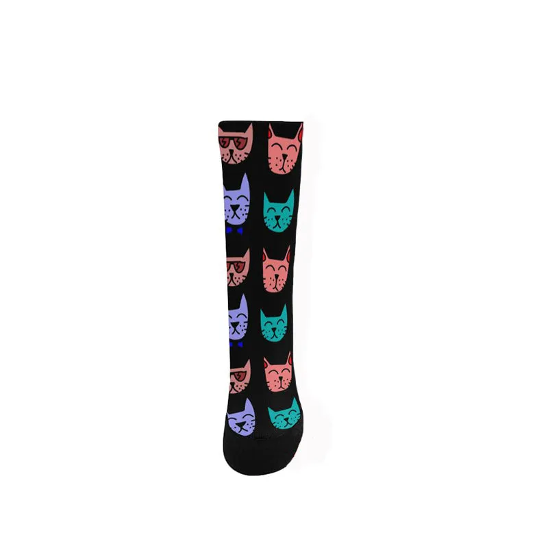 Cute Cat Print Women's Crew Socks Gifts For Cat Lady