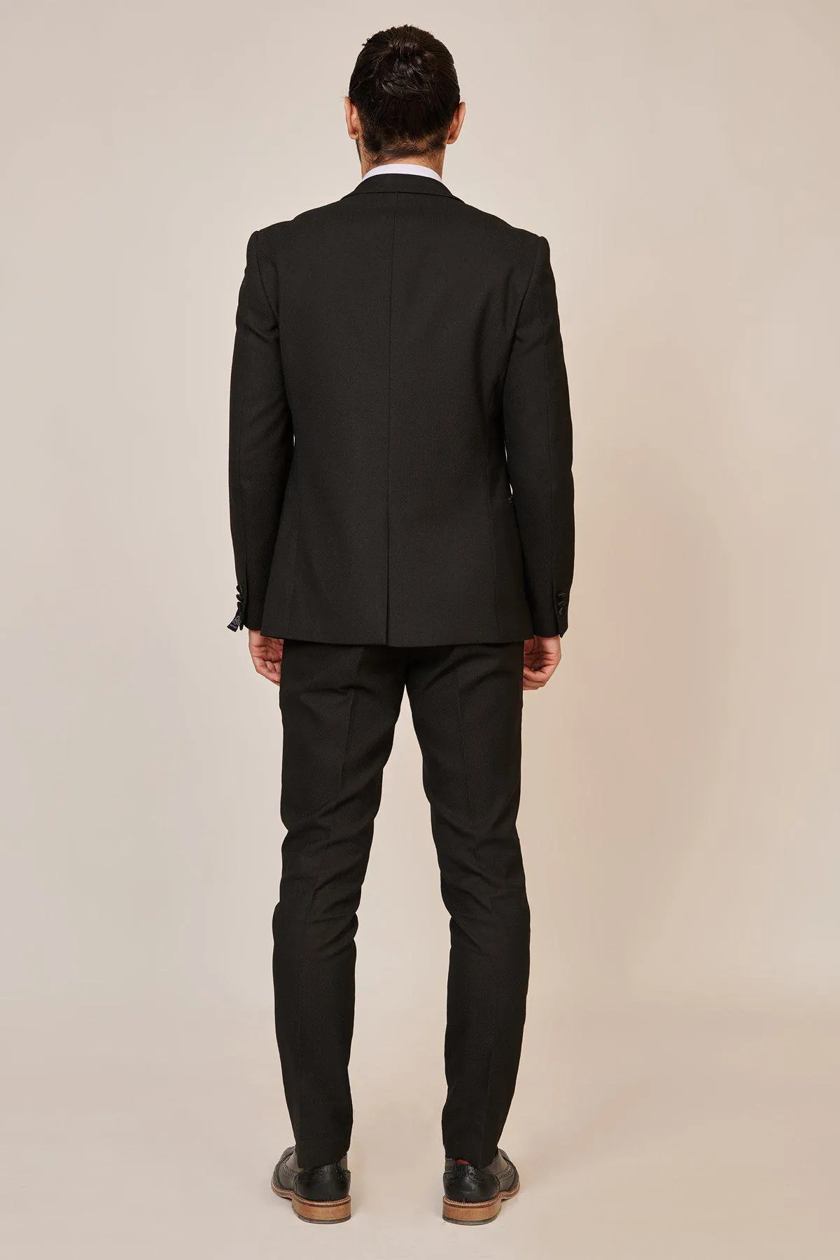 DALTON - Black Tux Lapel Suit With Ross Waistcoat