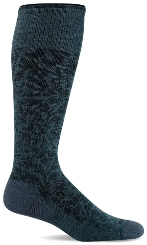 Damask Women's Bamboo/Merino Moderate Graduated Compression Socks in Blue Ridge