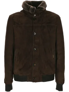 Dark Brown Suede Padded Jacket