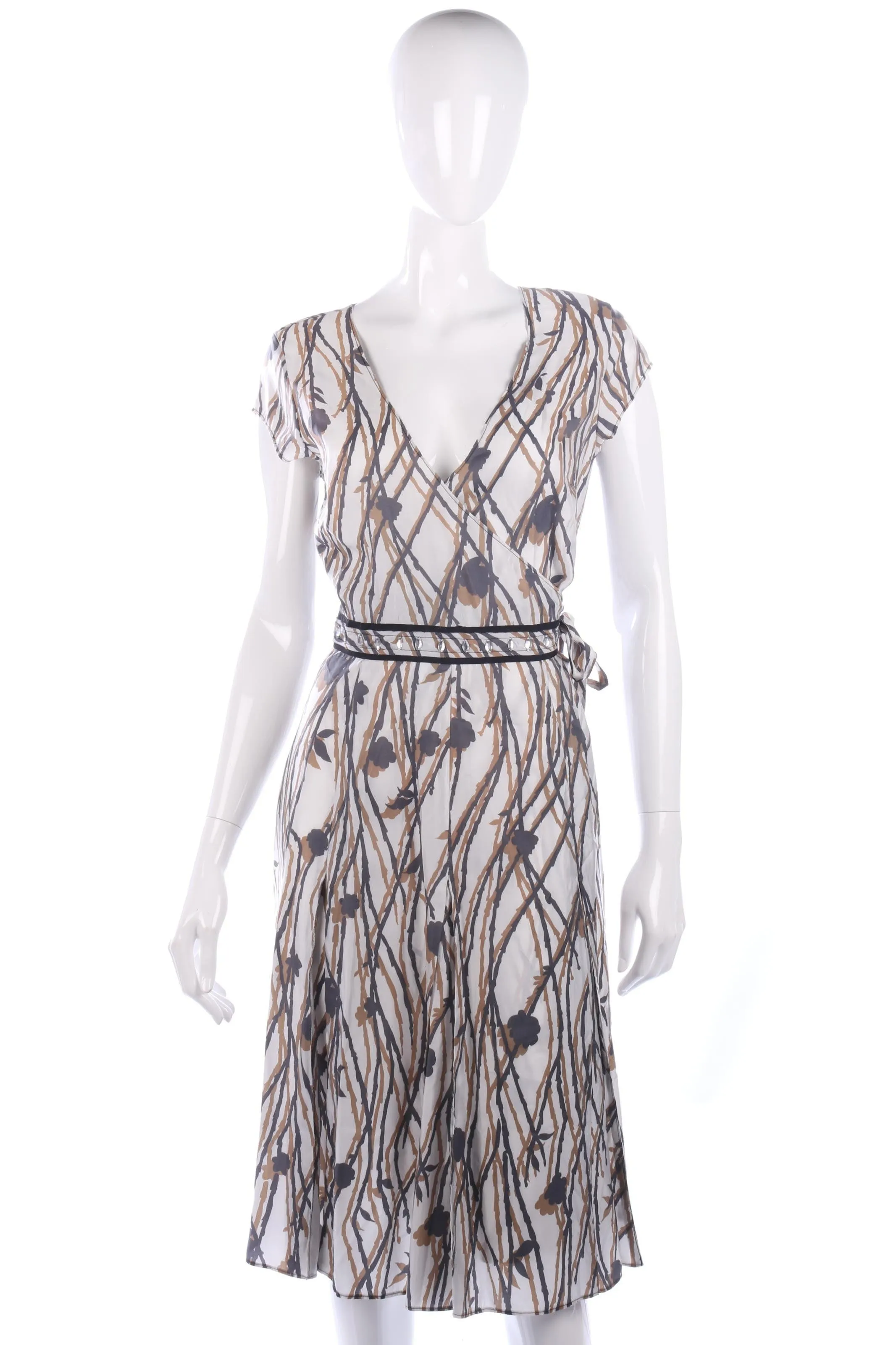 Day Birger et Mikkelsen wrap dress. Cream and Brown. Size 40. UK 12