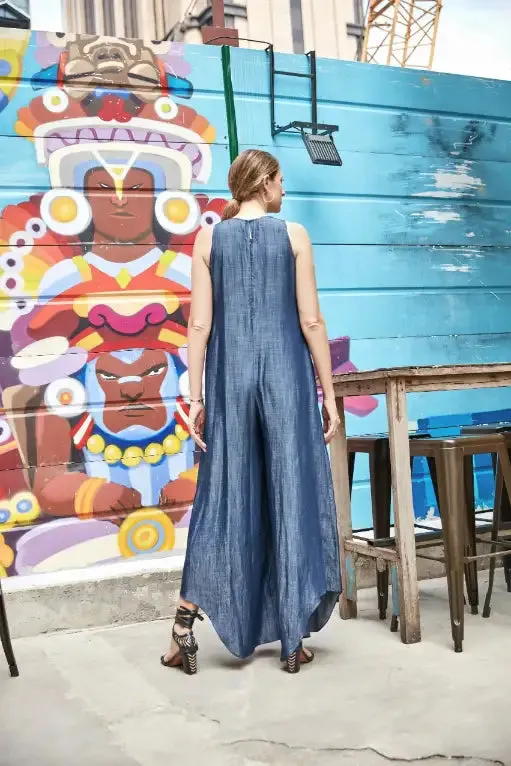 Denim Halter Jumpsuit