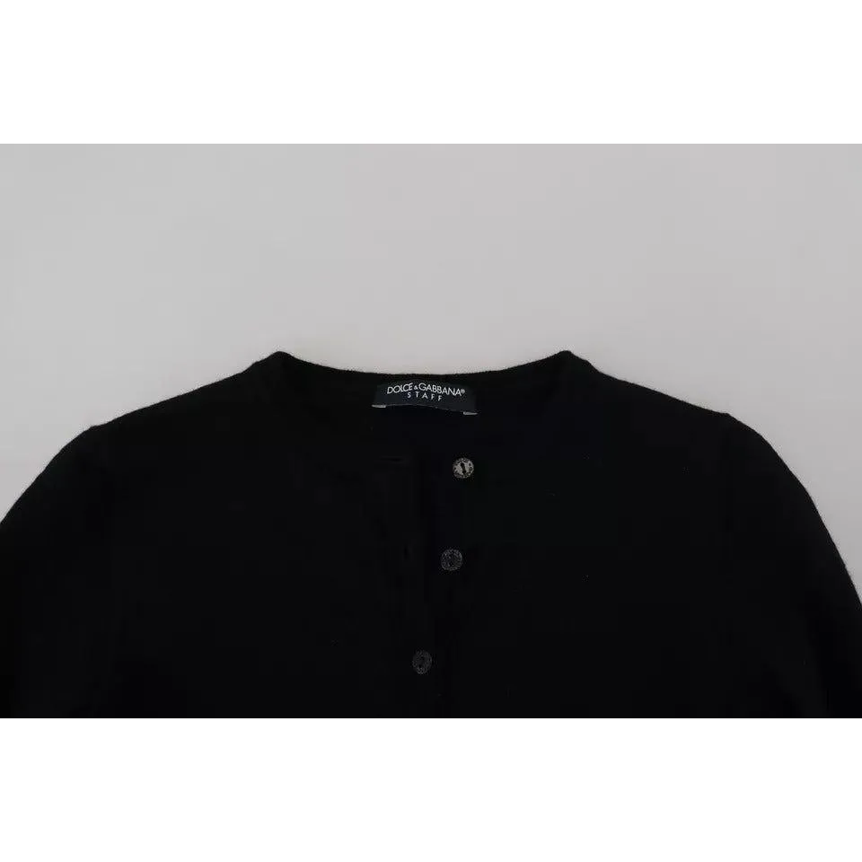 Dolce & Gabbana Black Button Down Slim Cardigan Wool Sweater