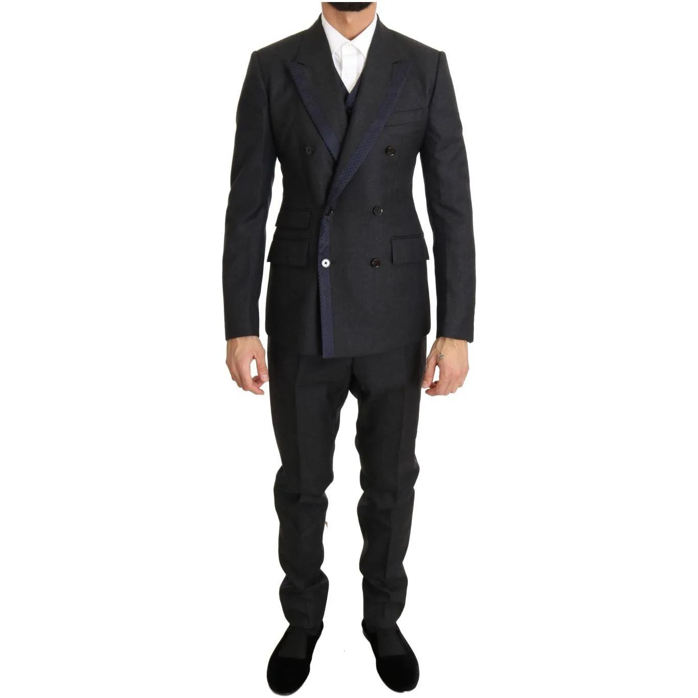 Dolce & Gabbana Elegant Gray Polka Dot 3-Piece Suit