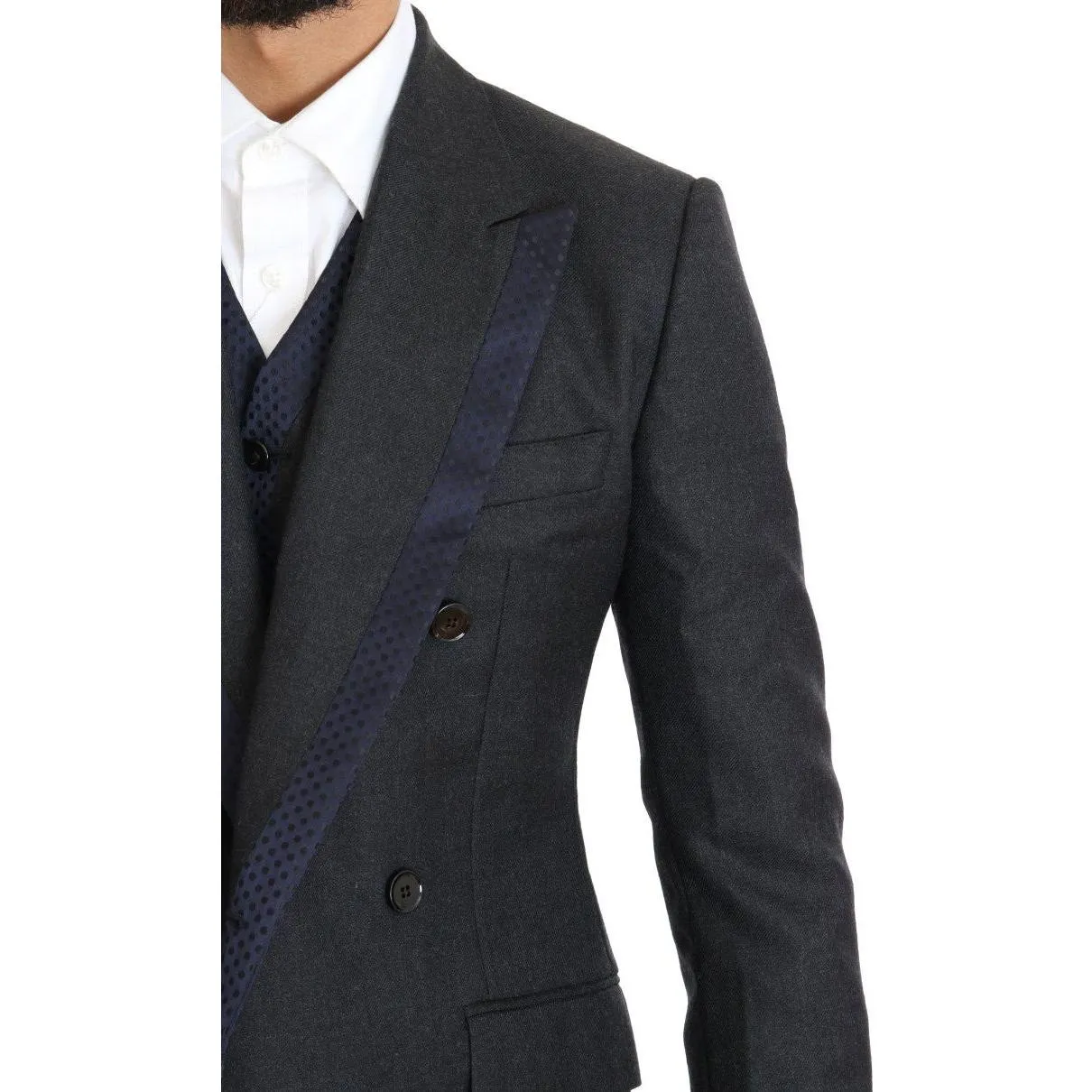 Dolce & Gabbana Elegant Gray Polka Dot 3-Piece Suit