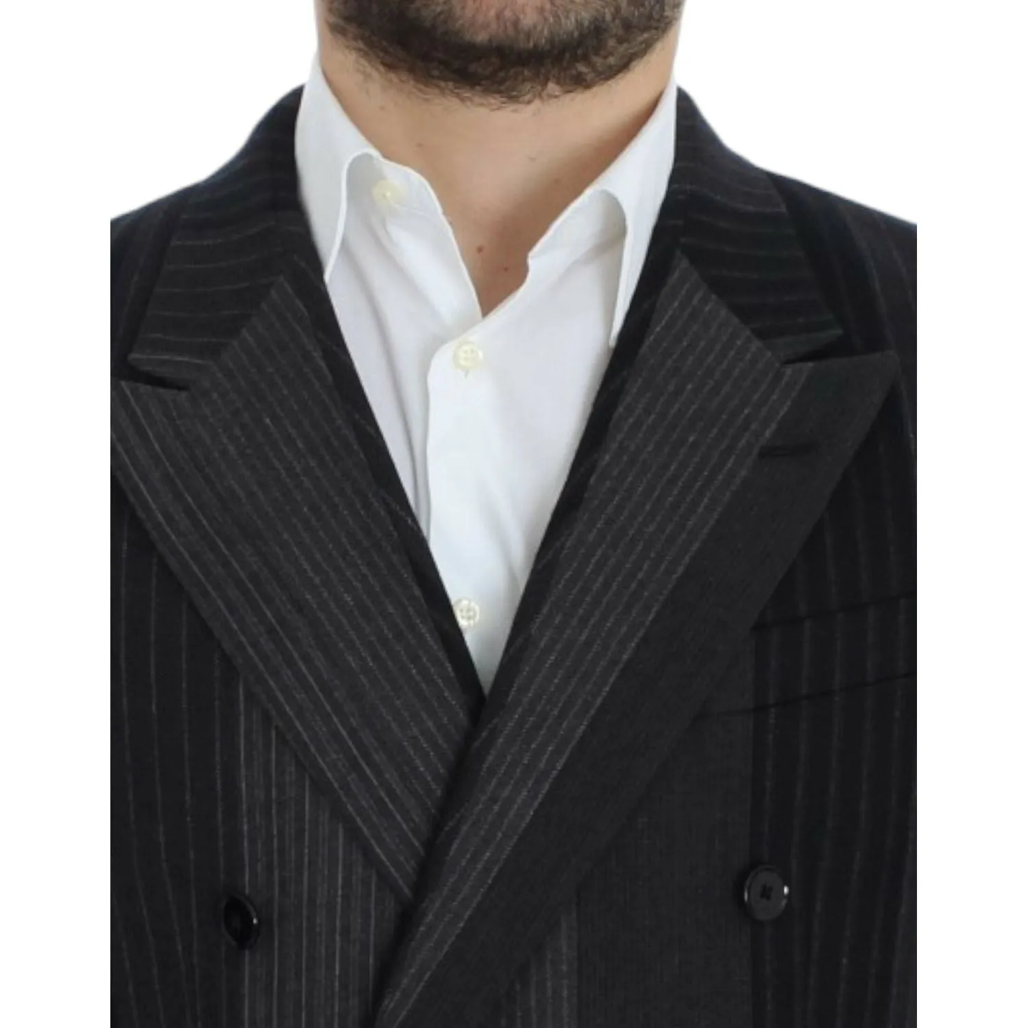 Dolce & Gabbana Elegant Gray Striped Wool Slim Blazer