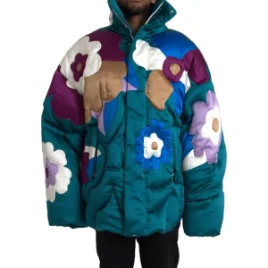 Dolce & Gabbana Multicolor Floral Windbreaker Puffer Jacket