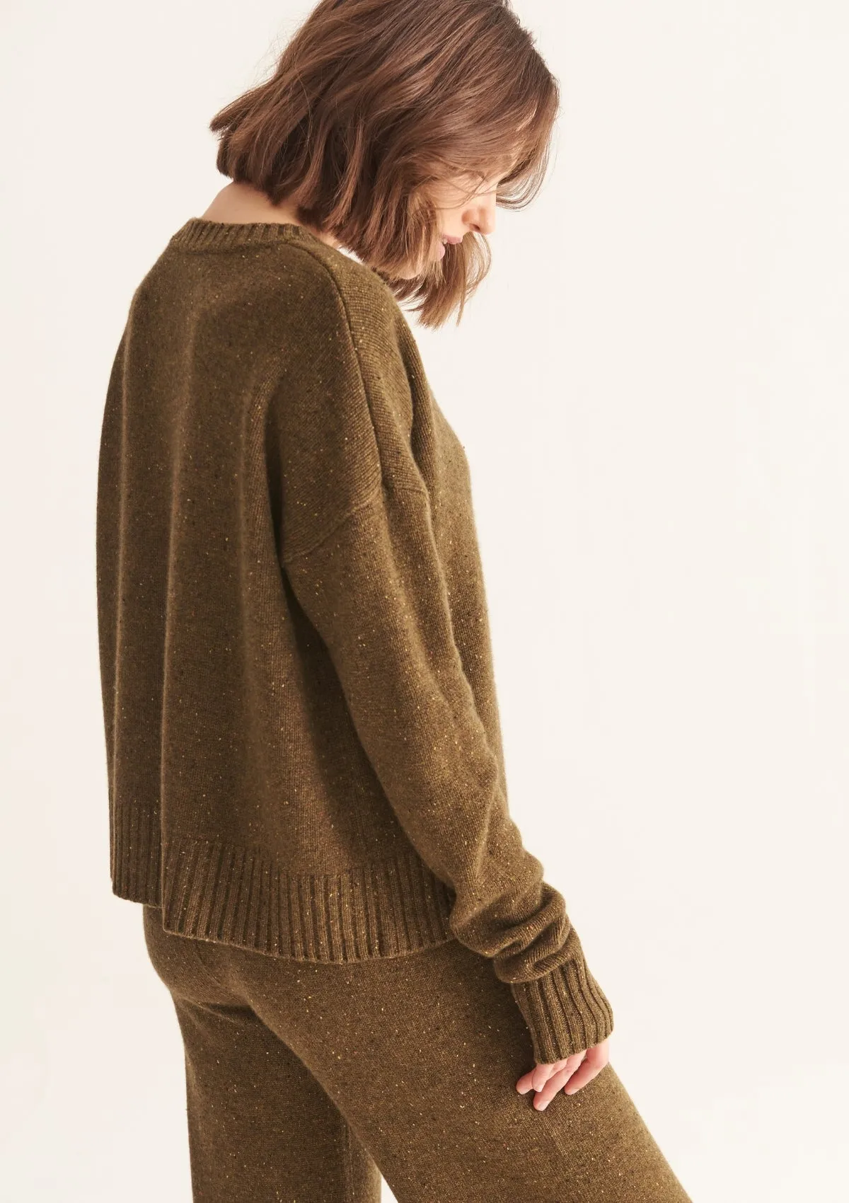 Donegal Knit Sweatshirt in Moss Green