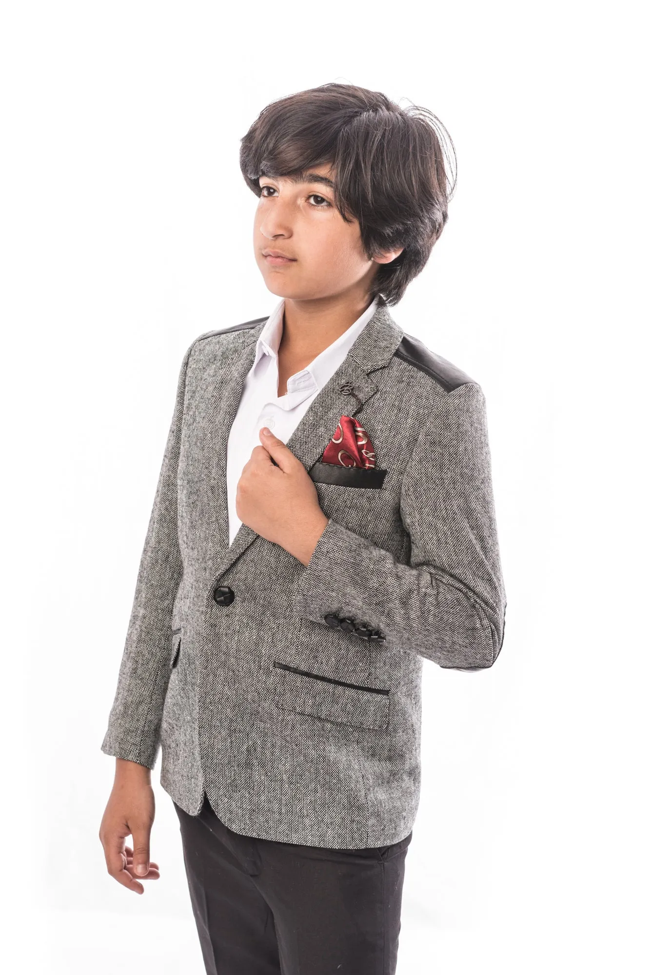 ELIE BALLEH Boys BLACK Tweed Blazer JACKET