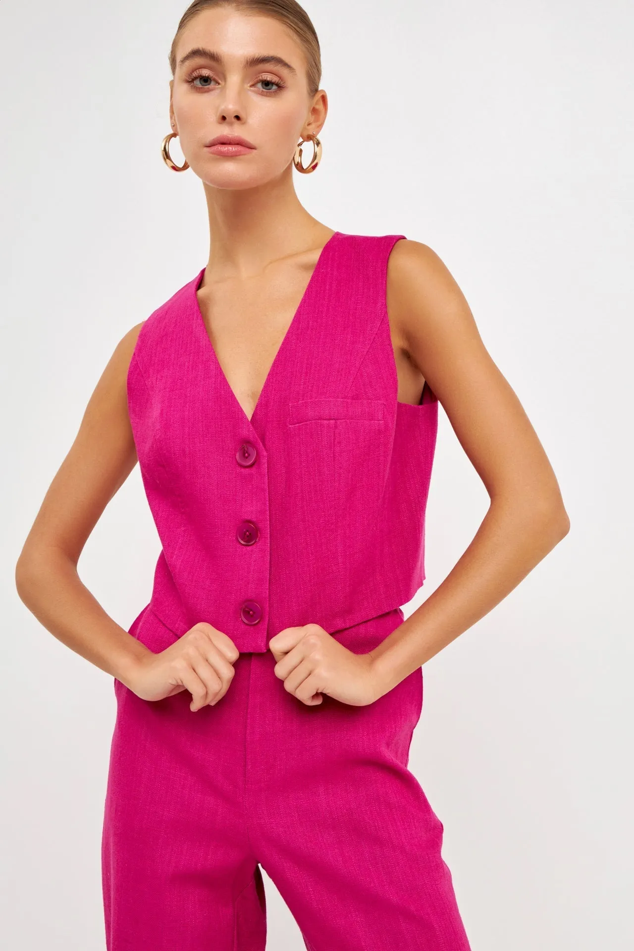 Endless Rose - Cropped Linen Vest