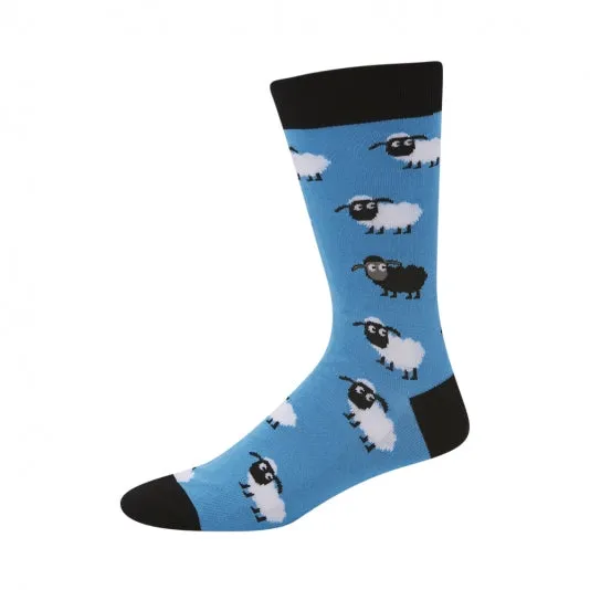 Eyes on Ewe Men's Bamboo Crew Socks in Blue